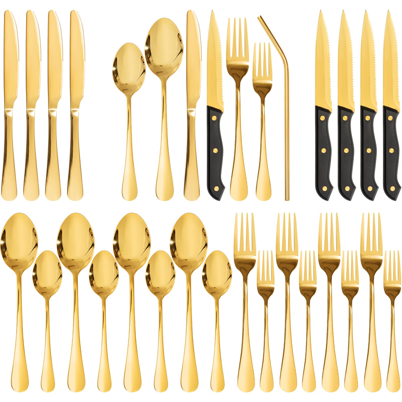 Astercook juego cubiertos 24 piezas, acabado espejo para mesa elegante