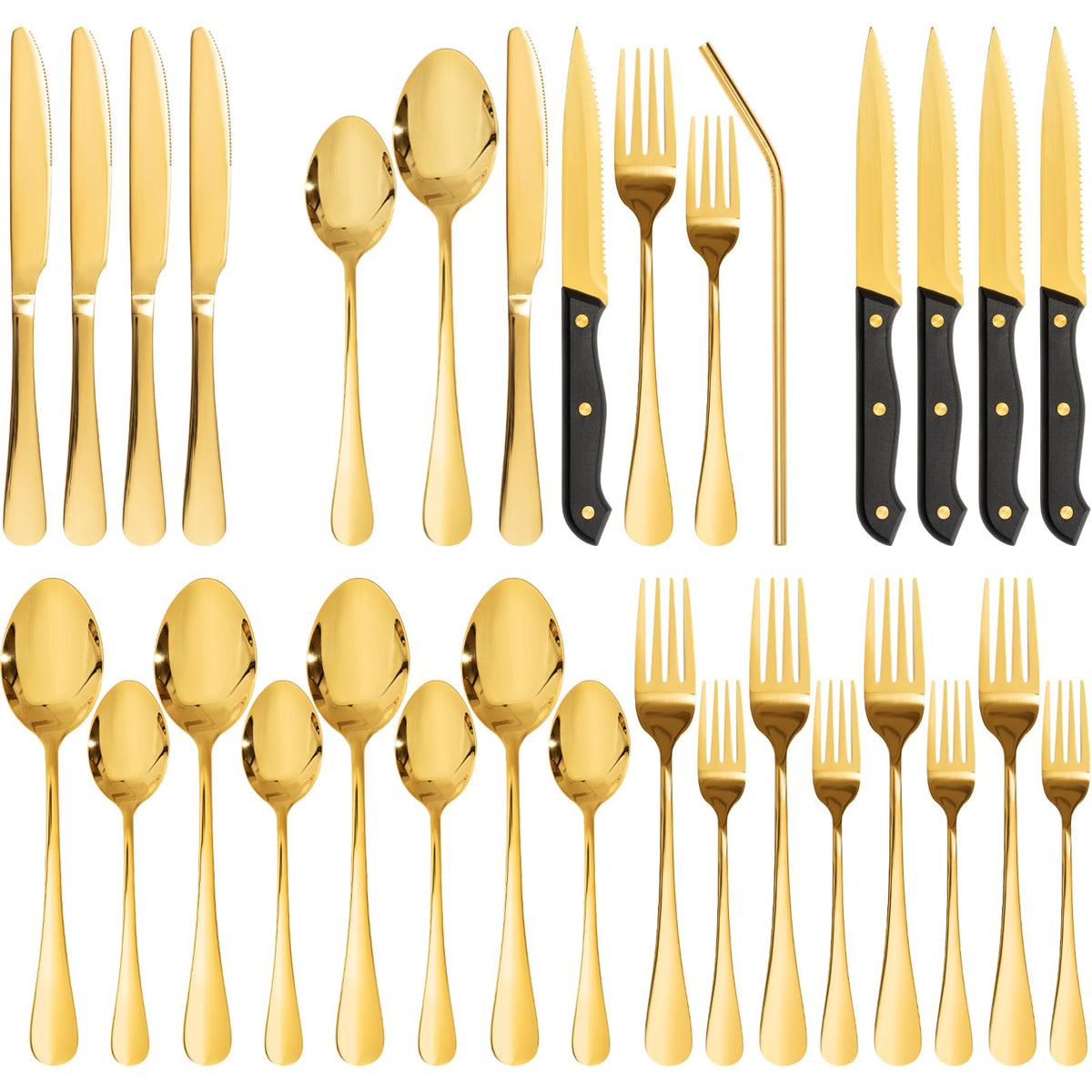 Astercook juego cubiertos 24 piezas, acabado espejo para mesa elegante