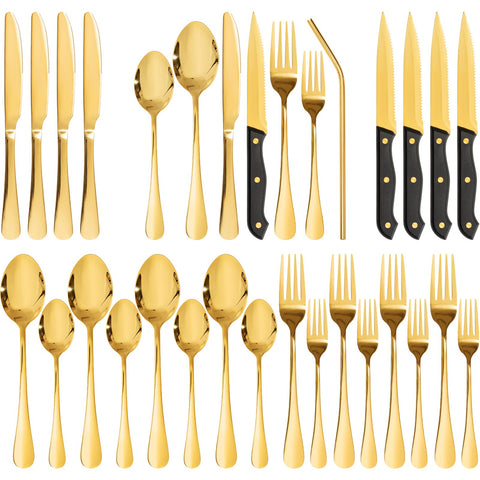 Astercook juego cubiertos 24 piezas, acabado espejo para mesa elegante