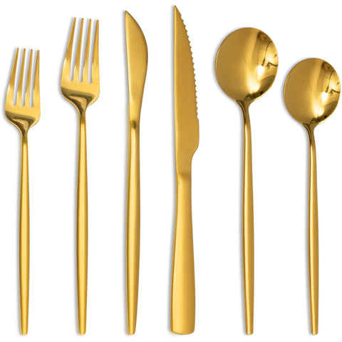 Astercook juego de cubiertos 48 piezas en tono dorado, ideal para cenas elegantes.