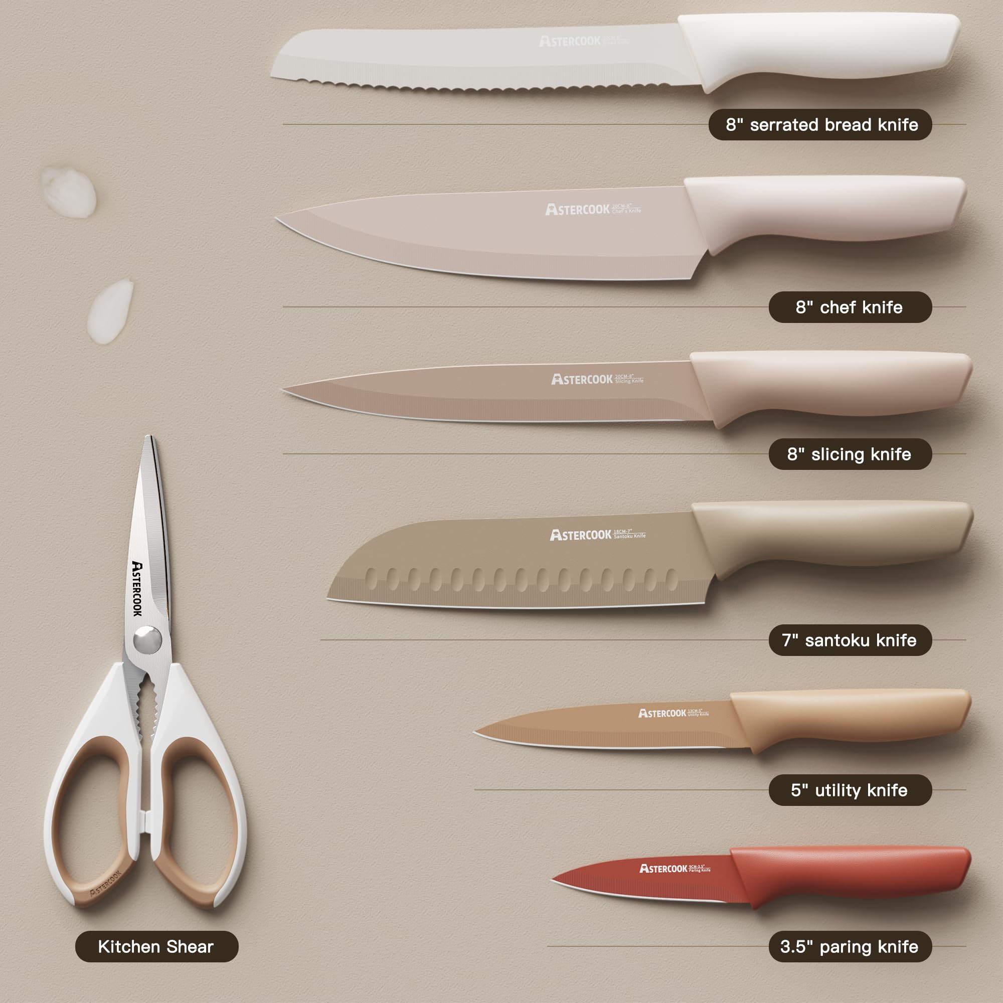Astercook cuchillo utilitario de 5 pulgadas, opción versátil para preparaciones rápidas