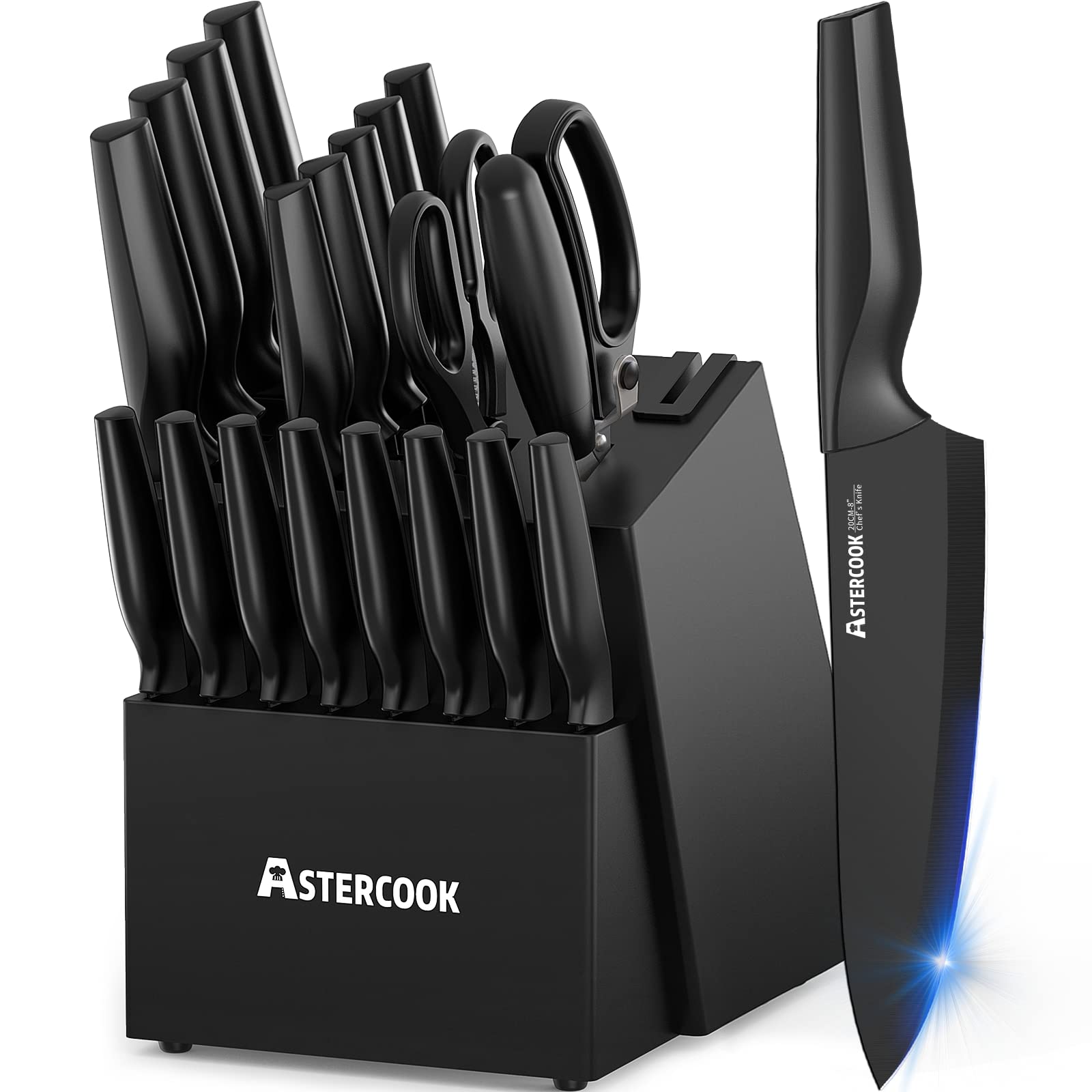 Astercook juego de cuchillos 21 piezas en bloque para precisión en la cocina