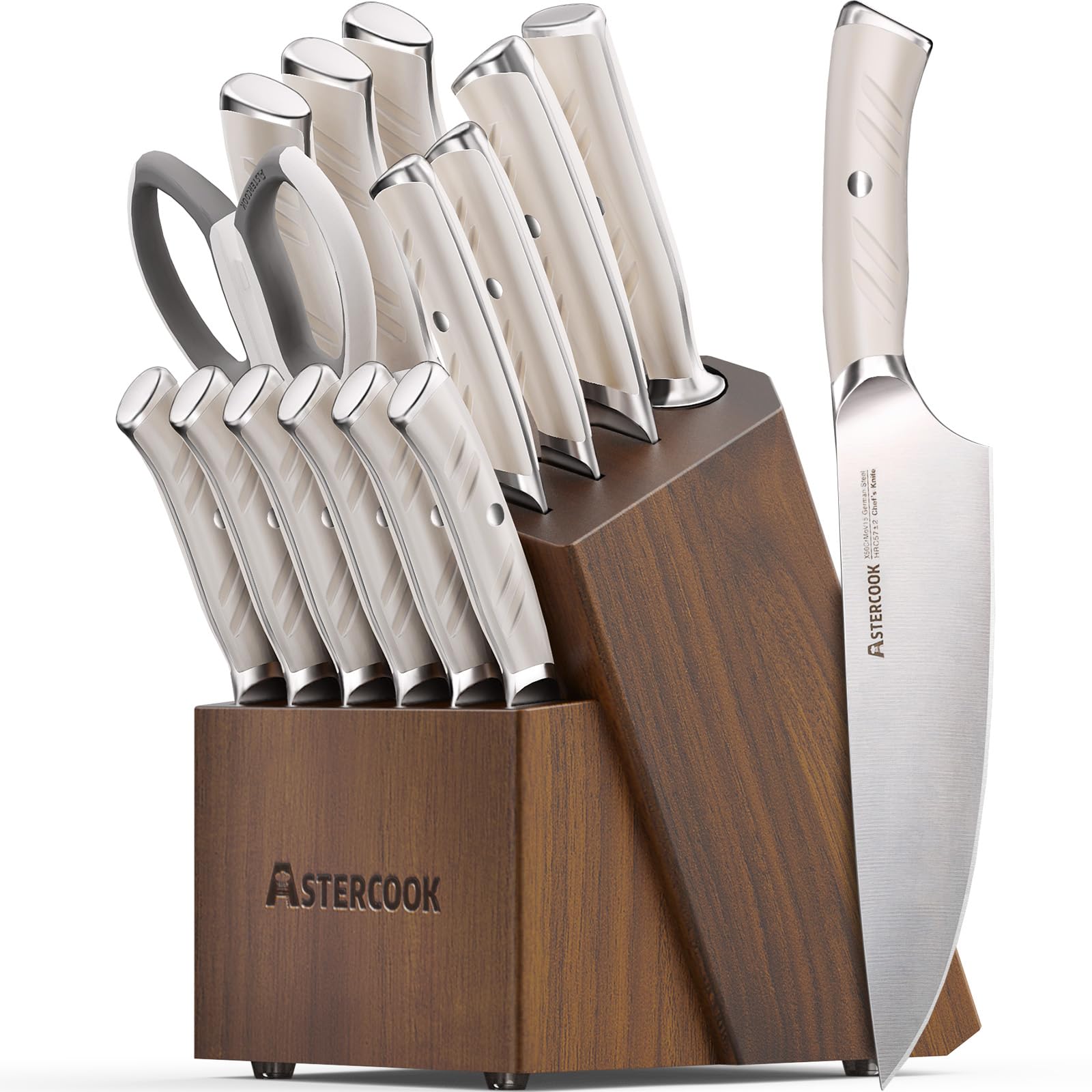 Astercook juego de cuchillos con bloque para encimera ordenada.
