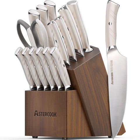 Astercook juego de cuchillos con bloque para encimera ordenada.