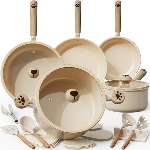 Astercook juego ollas sartenes ceramica nonstick para cocinar diario y limpieza sencilla.