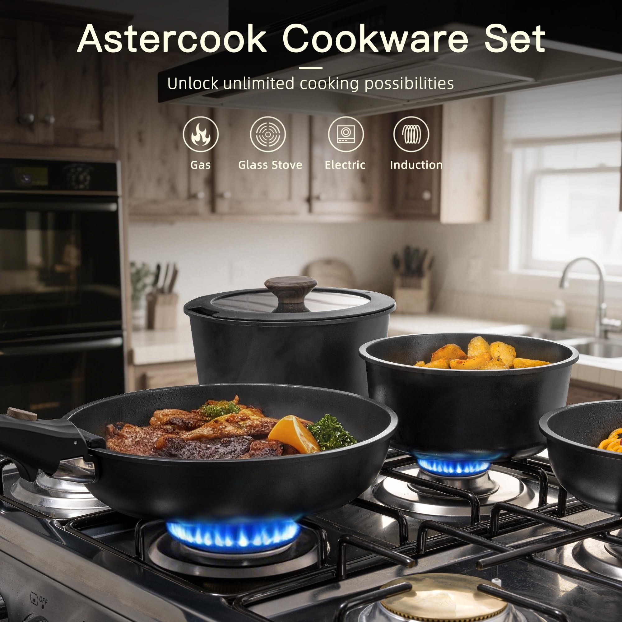 Astercook mango desmontable facilita el manejo seguro.