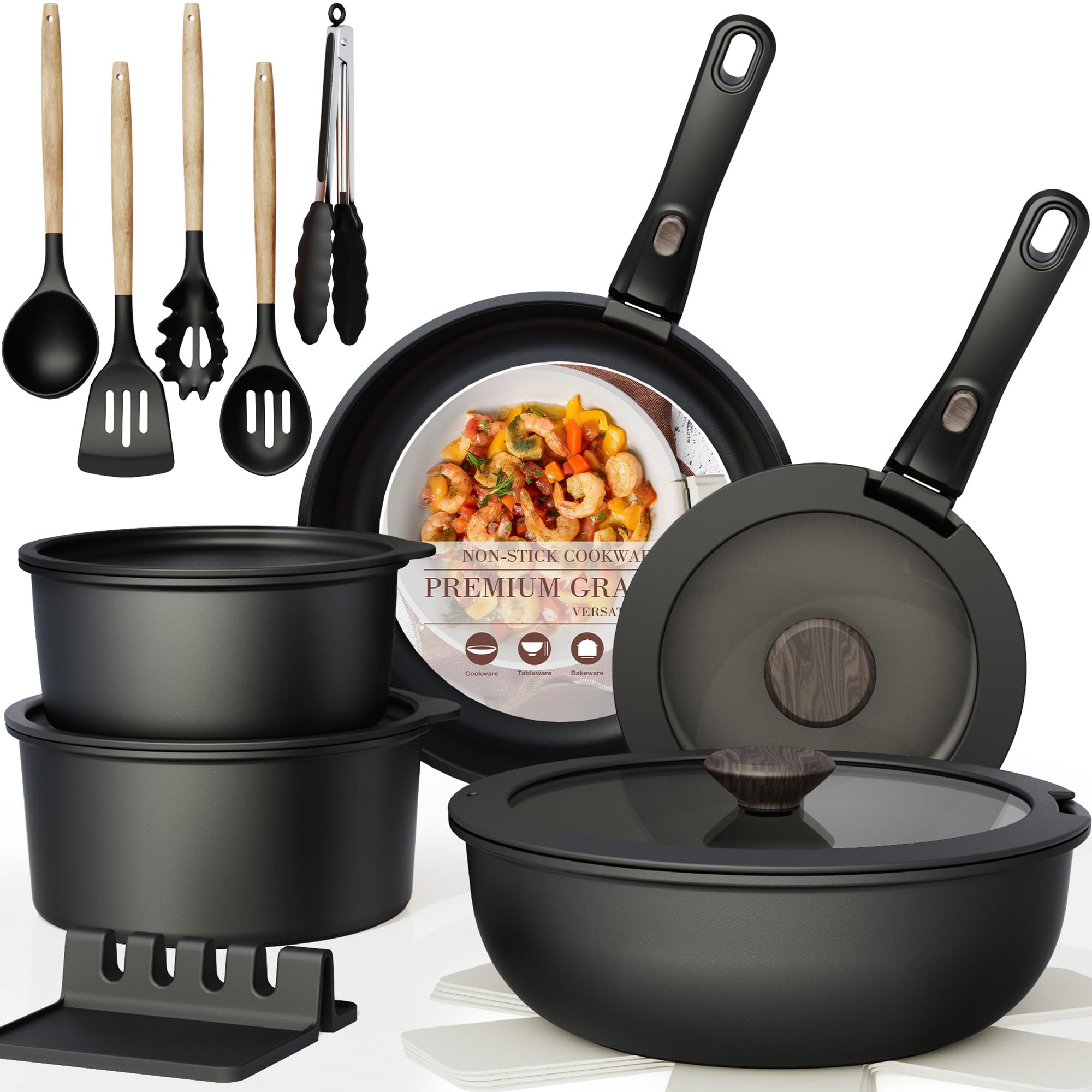 Astercook ollas y sarten antiadherentes para cocción limpia y fácil limpieza.