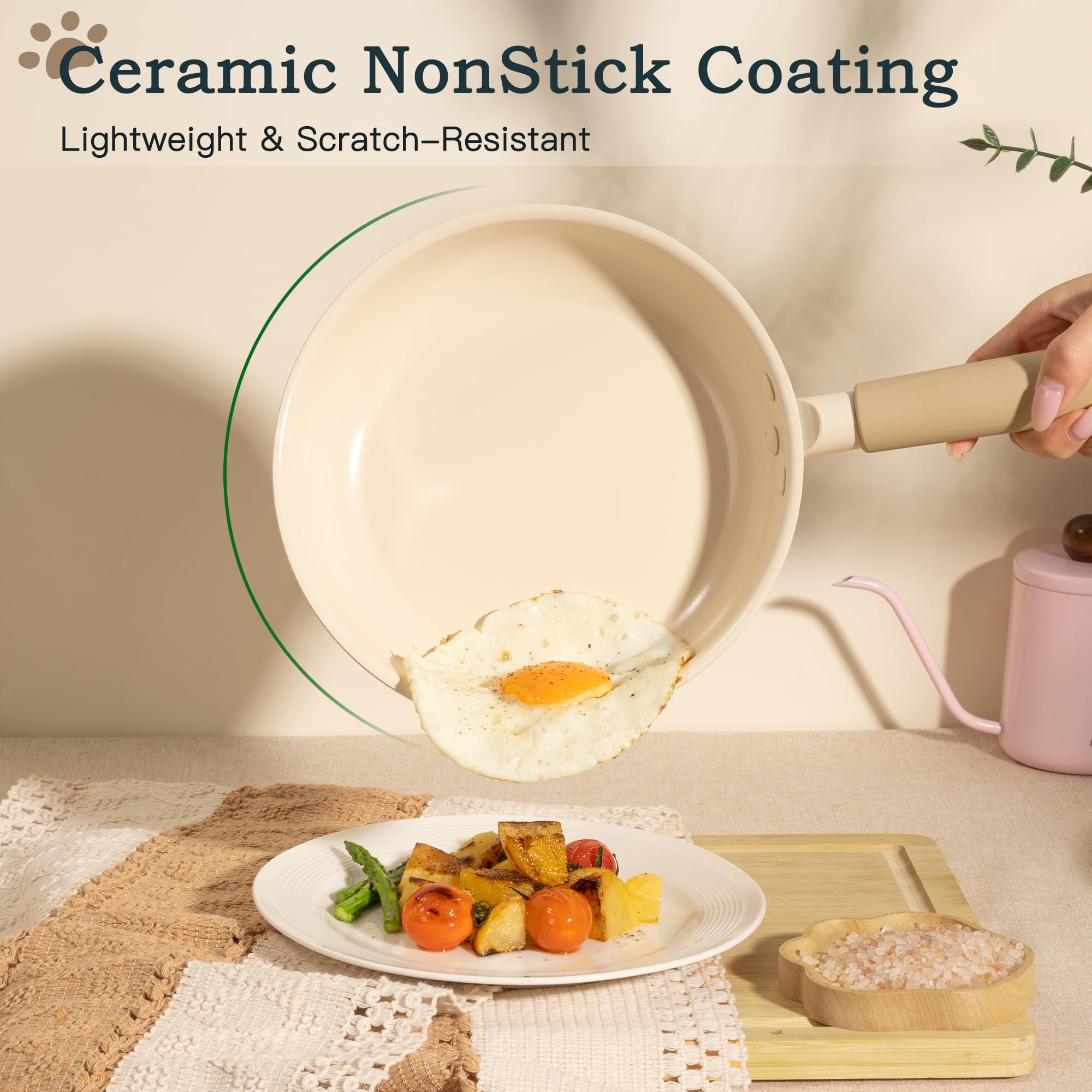 Astercook sarten 8 pulgadas ceramica nonstick ideal para desayunos rápidos.