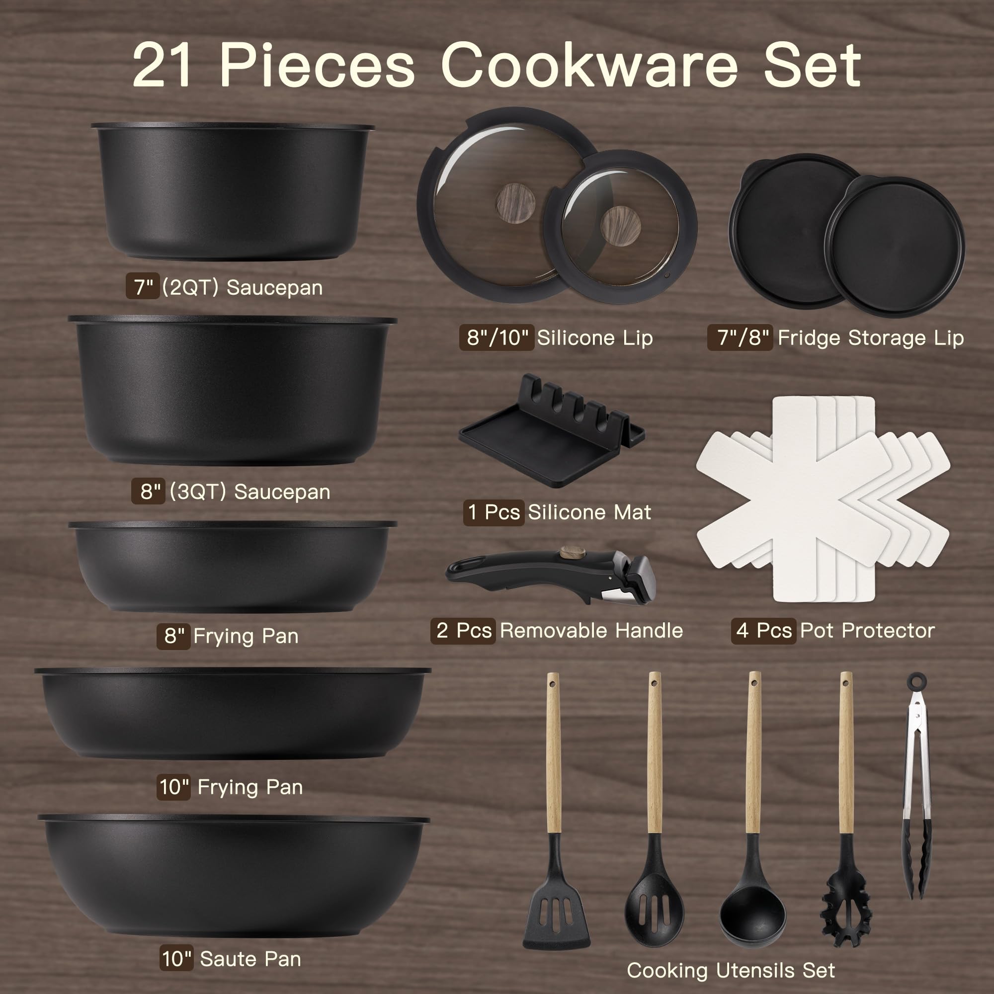 Astercook juego de 21 piezas para cubrir necesidades culinarias.