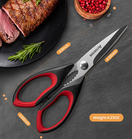 Diseño cómodo y seguro para abrir tapas y cortar ingredientes.