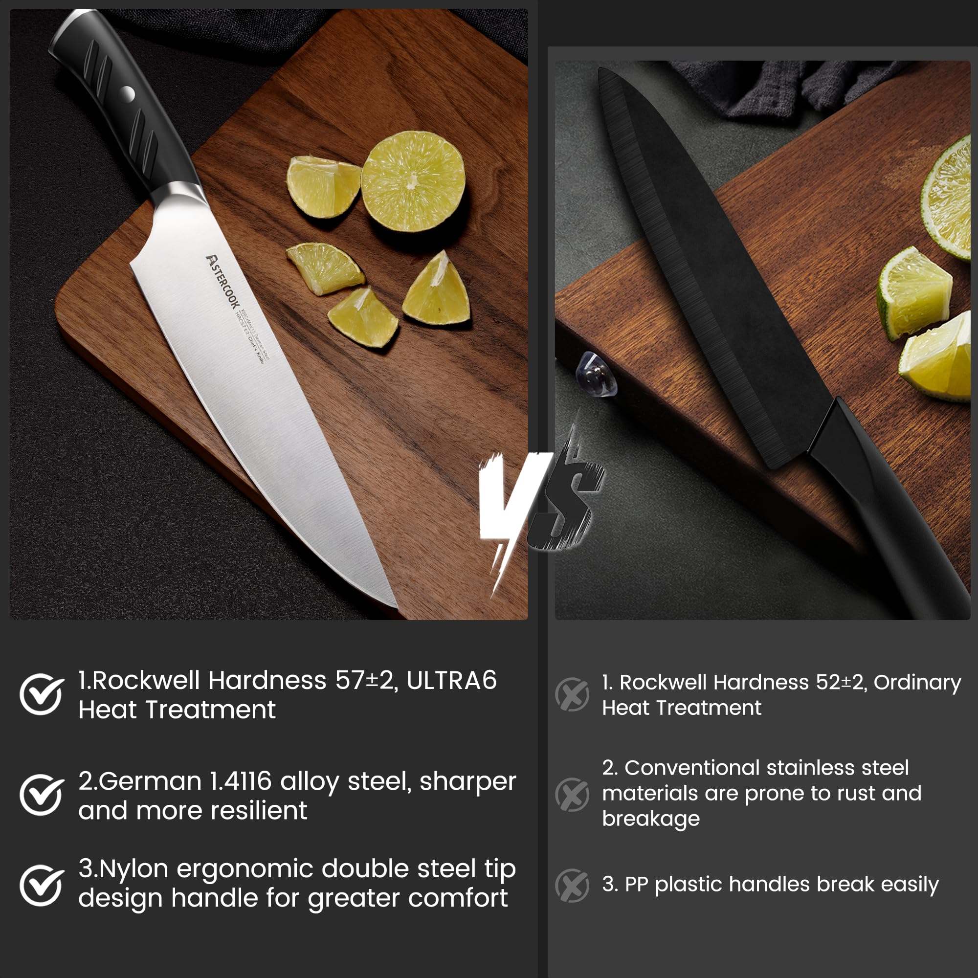 Astercook tijeras de cocina ergonómicas para cortes y recortes seguros