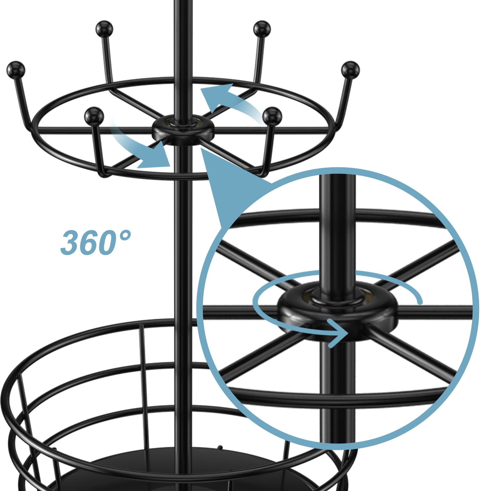 ASTLIHO pasador superior giratorio 360, exhibe y accede sin mover la torre.