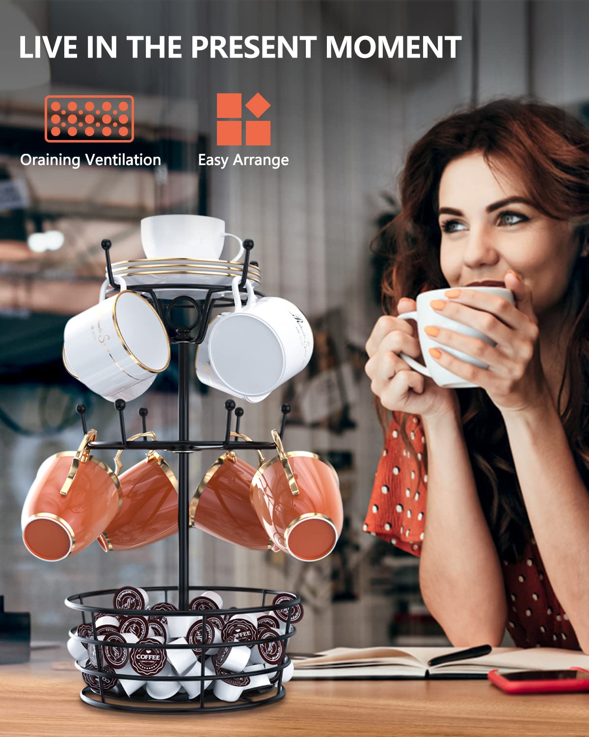 ASTLIHO torre-tazas-giratoria-360-metal, acceso rápido a tus tazas favoritas.