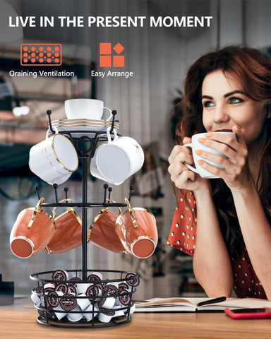 ASTLIHO torre-tazas-giratoria-360-metal, acceso rápido a tus tazas favoritas.
