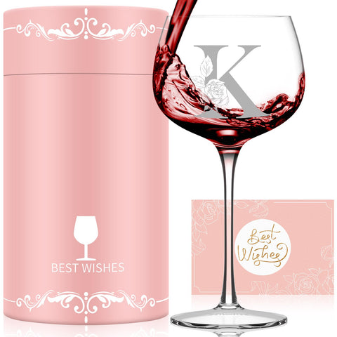 Copa de vino Astonlink con monograma inicial, regalo personalizable para Ella.