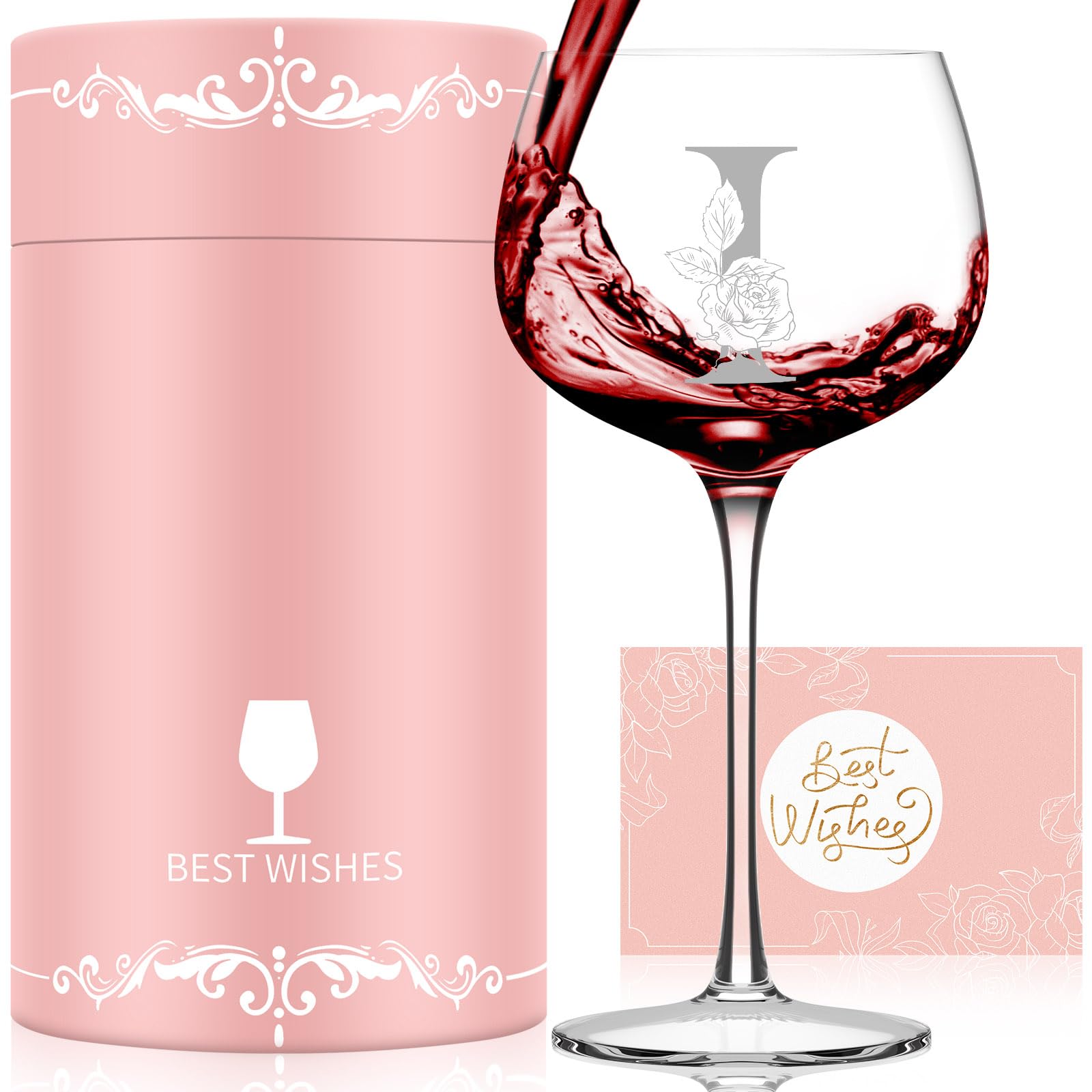 Copa de vino Astonlink personalizada con inicial A-Z para Ella.