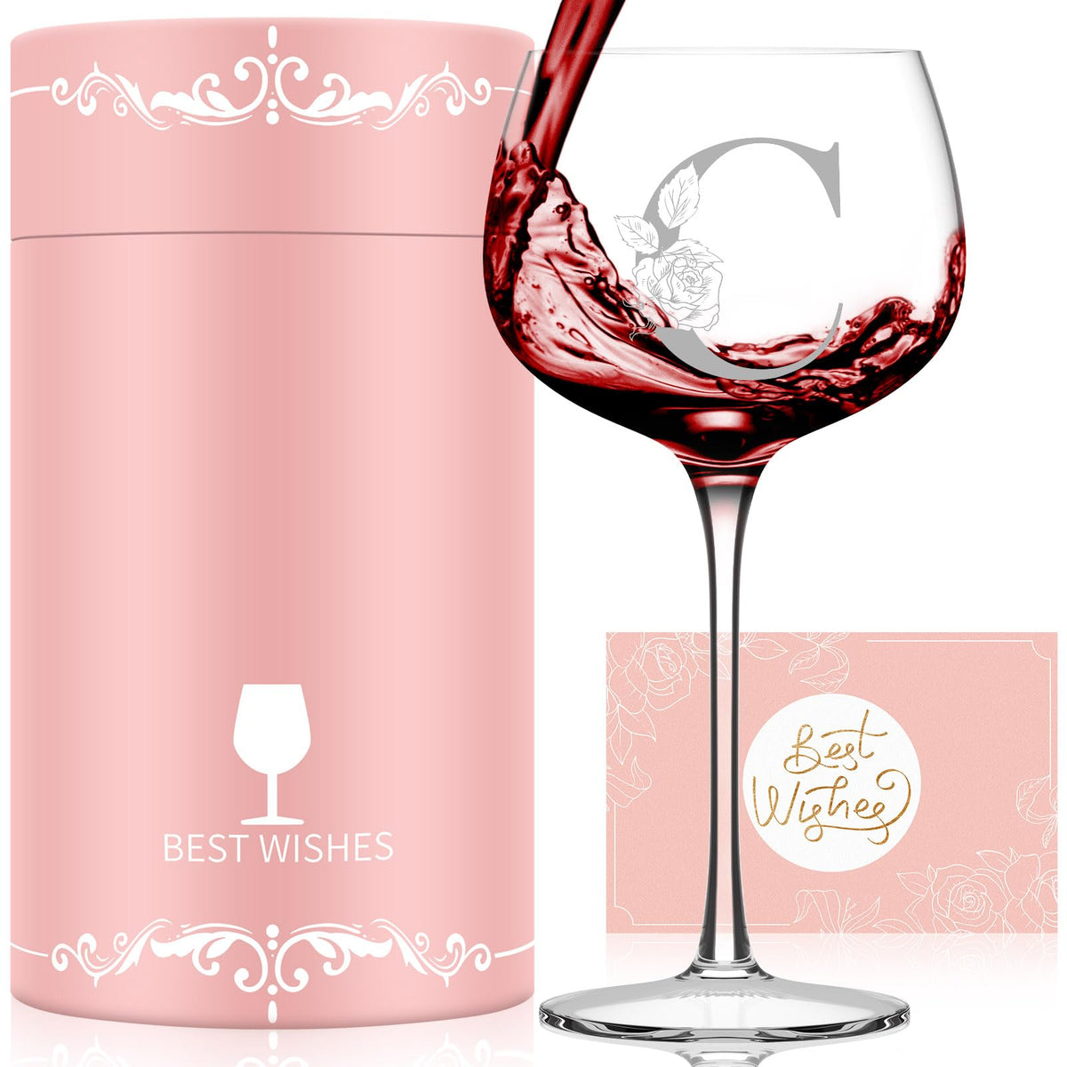 Vaso Astonlink con iniciales A-Z, regalo elegante para ocasiones especiales