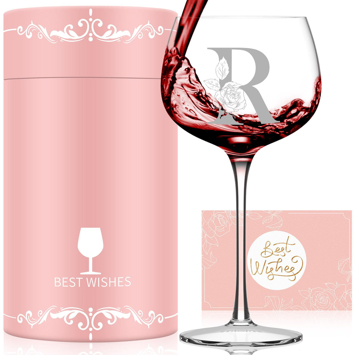 Vaso de vino Astonlink con inicial monograma para celebrar momentos especiales
