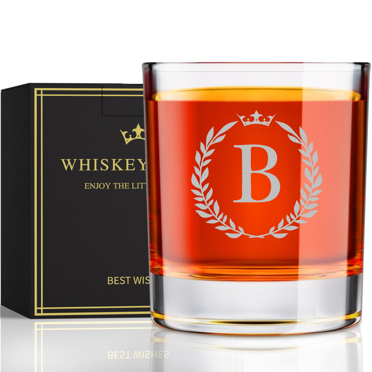 Vaso Astonlink Whisky Rocks con grabado A-Z, regalo personalizado para amantes del whisky.