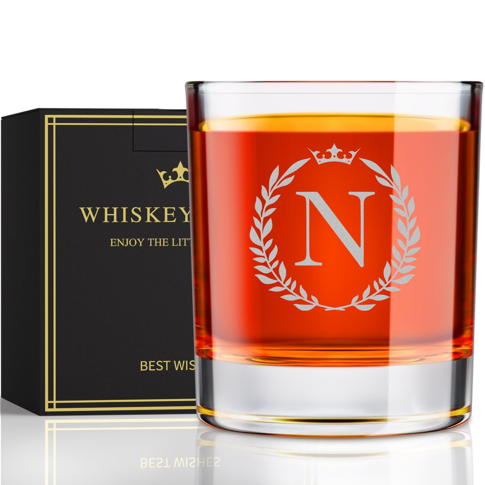 Astonlink vaso whisky rocks grabado a-z, regalo elegante para hombres