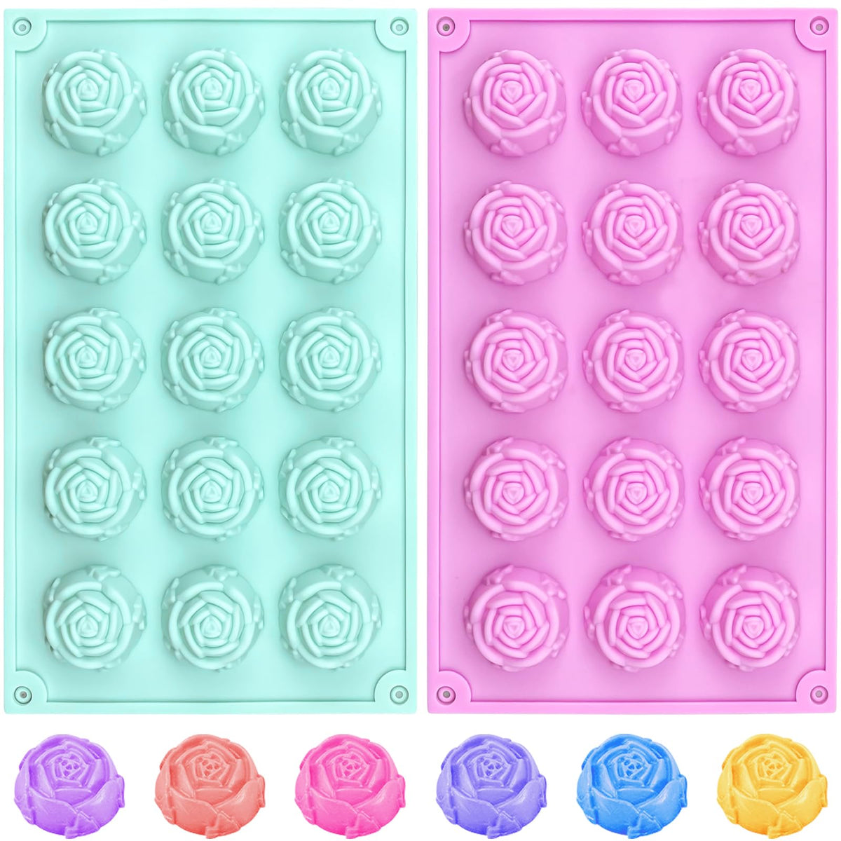 Aswewamt molde rosa fondant 15 cavidades, ideal para decoraciones detalladas.