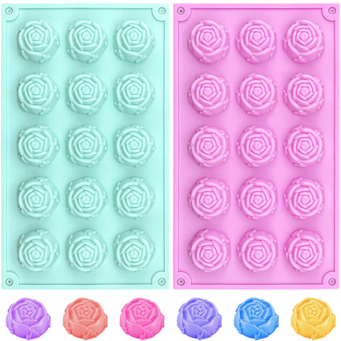 Aswewamt molde rosa fondant 15 cavidades, ideal para decoraciones detalladas.