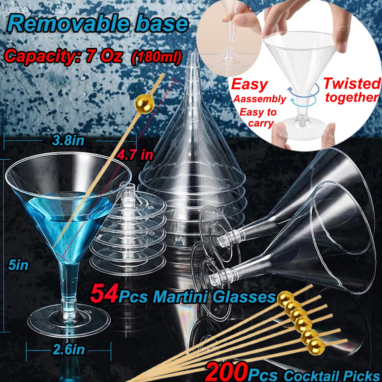 Asxtexz conjunto fiesta 54 copas y 200 palillos para eventos