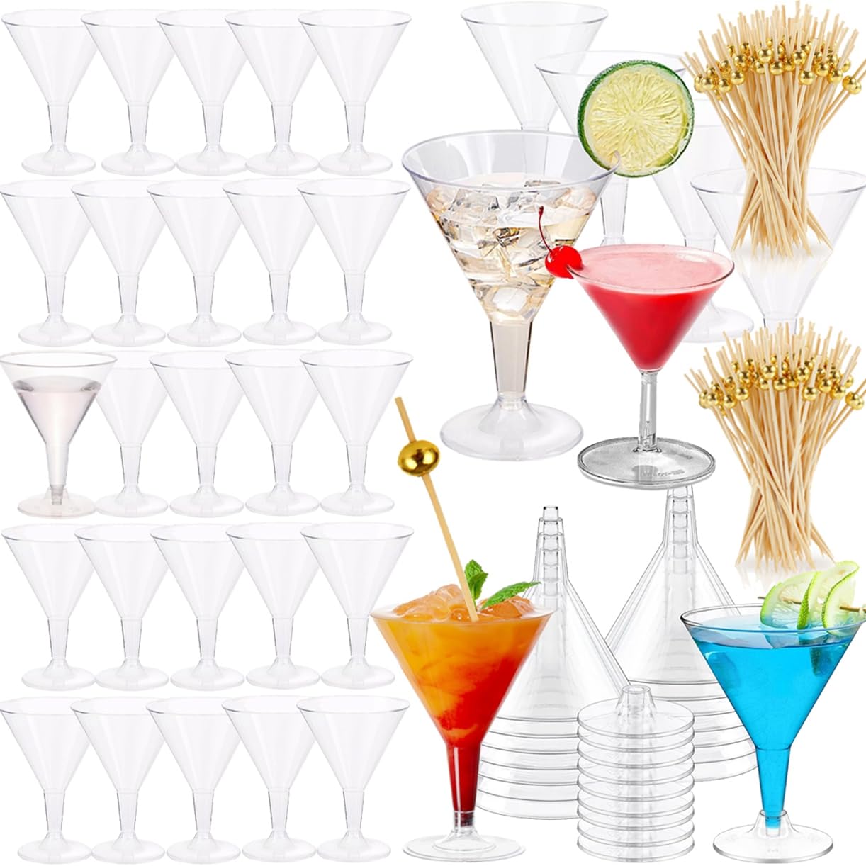 Asxtexz copa martini plástica 7oz, duradera para fiestas al aire libre