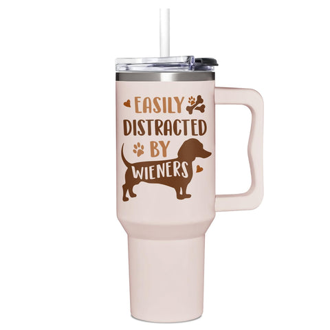 AT2Z GLOBAL vaso termico dachshund con asa, ideal para llevar bebidas en viajes
