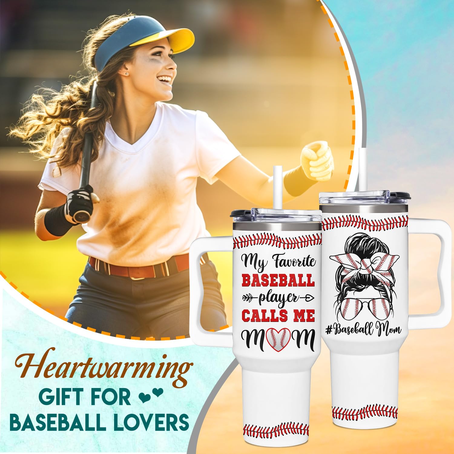 AT2Z GLOBAL regalo baseball-mama Dia de la Madre 40oz