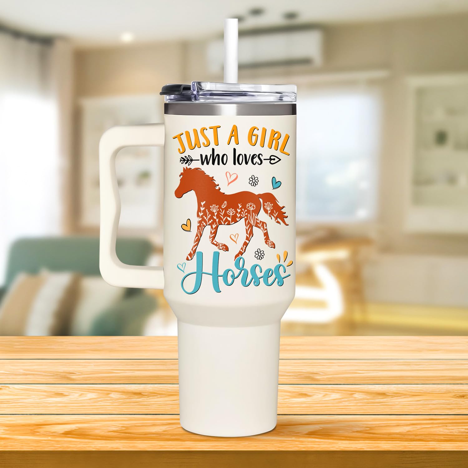 AT2Z GLOBAL regalo caballos para cumpleaños, vaso térmico de 40 onzas.
