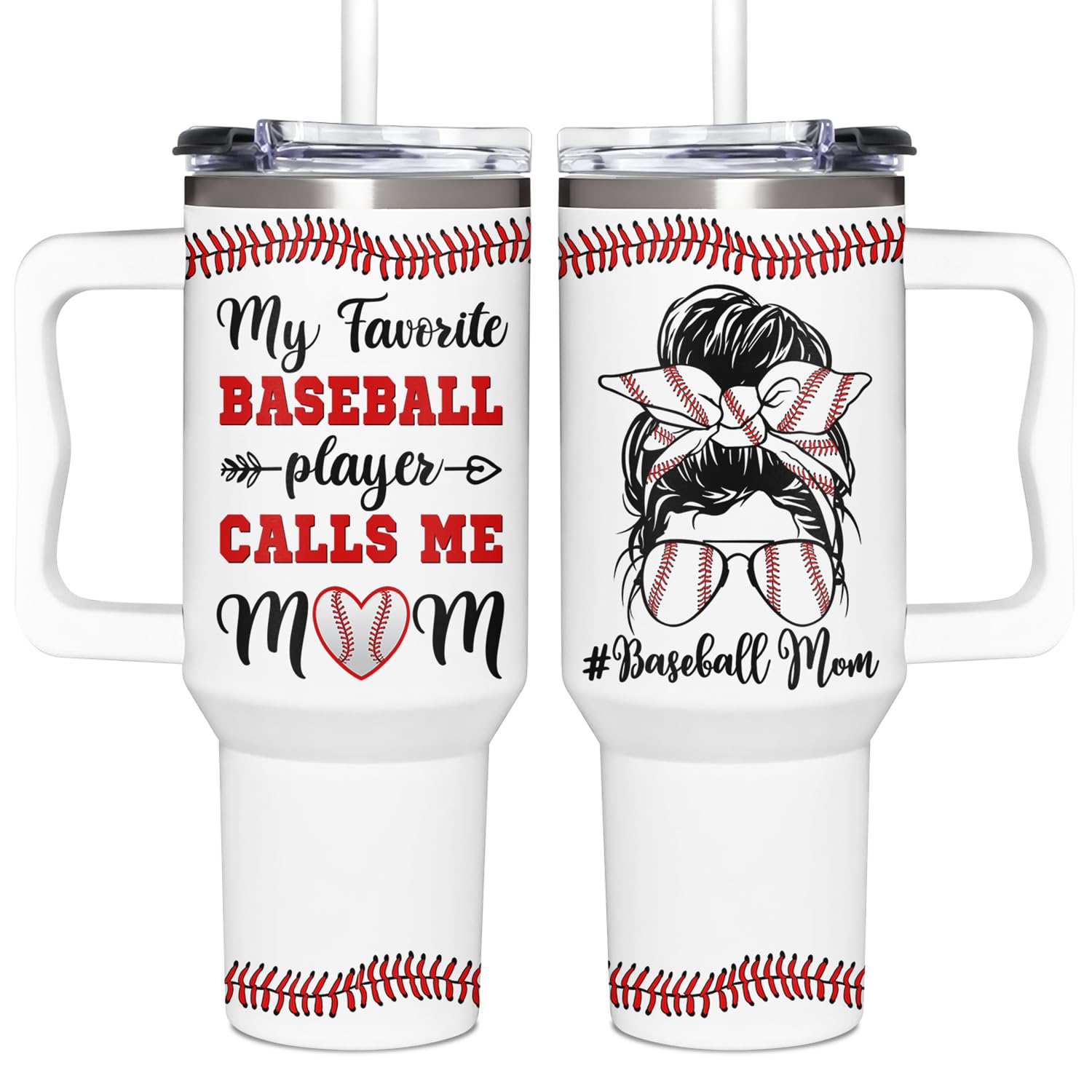 AT2Z GLOBAL taza baseball-mama 40oz con asa, uso diario
