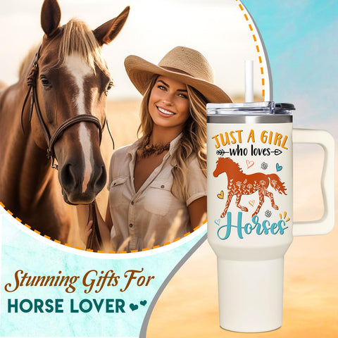 AT2Z GLOBAL vaso térmico de caballos para mujeres con asa, ideal para el día a día.