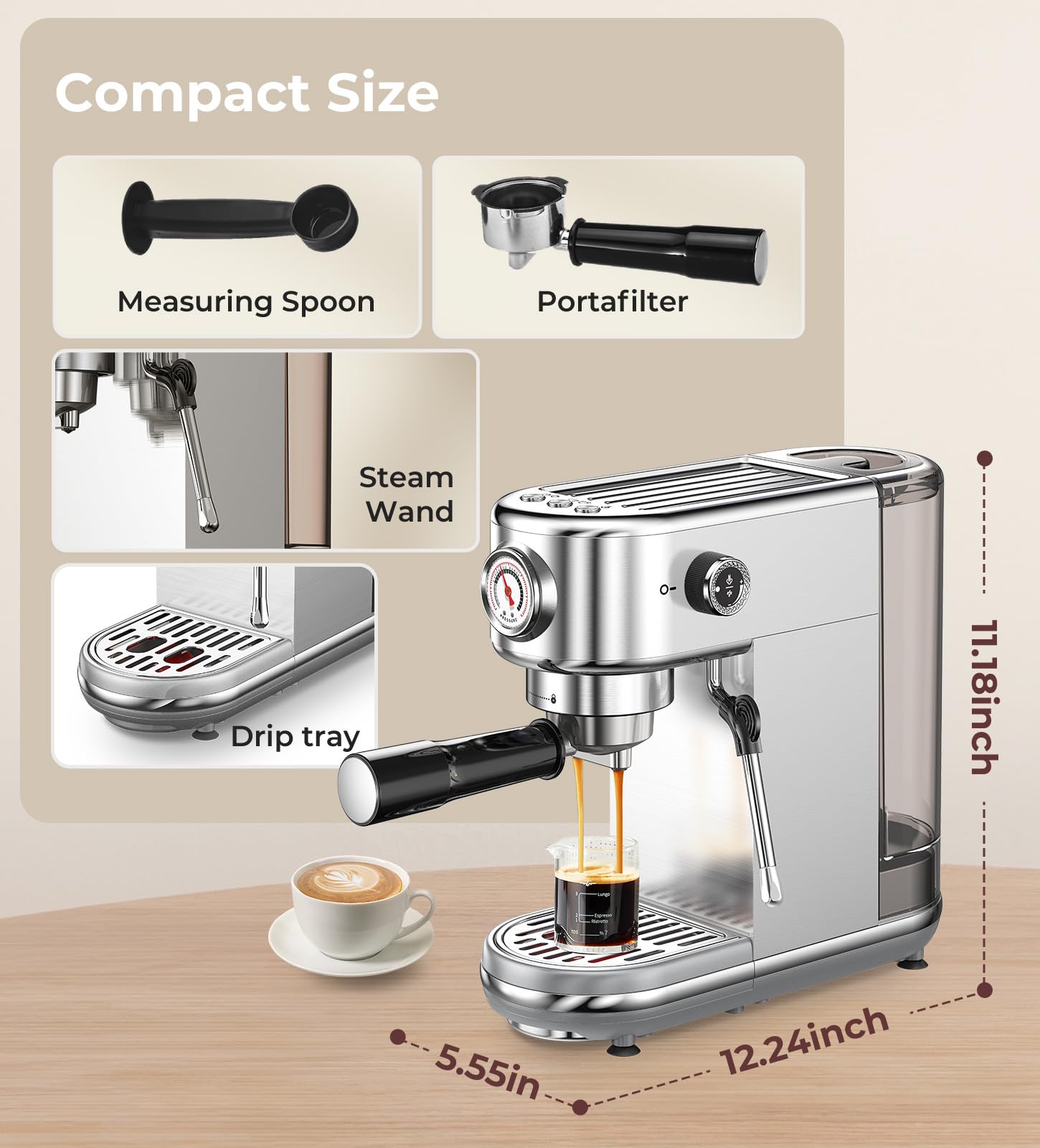 atatix máquina-espresso-accesorios-incluidos: todo lo necesario para empezar a preparar espresso.