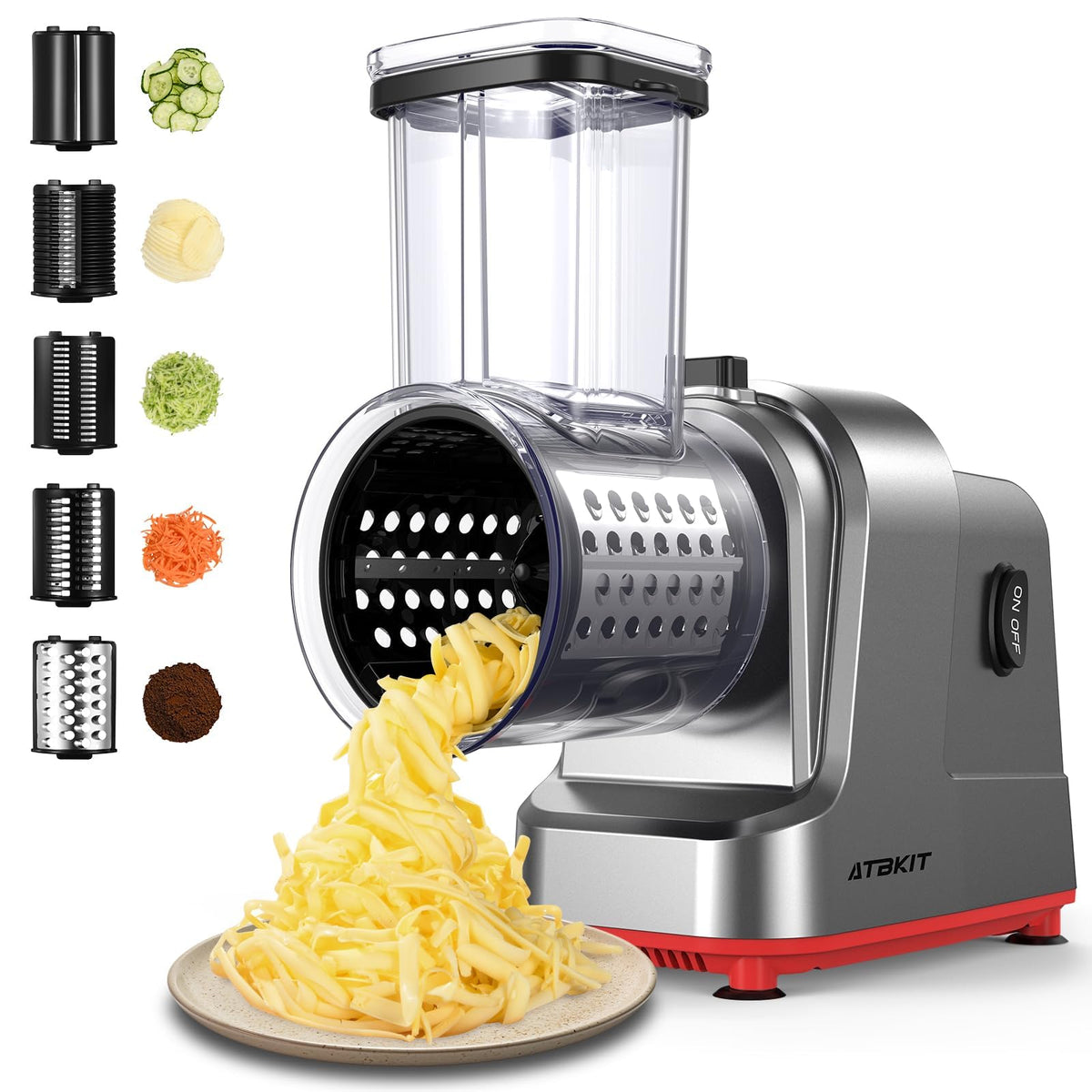 ATBKIT rallador queso eléctrico en acción para quesos y toppings rápidos