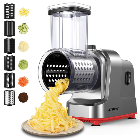 ATBKIT rallador eléctrico de quesos, rendimiento rápido para pizzas y pastas.
