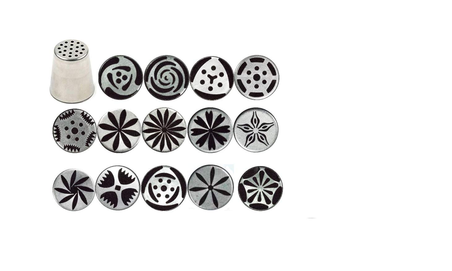 Ateco conjunto tubo ruso para flores con 15 boquillas de acero inoxidable para decoraciones.