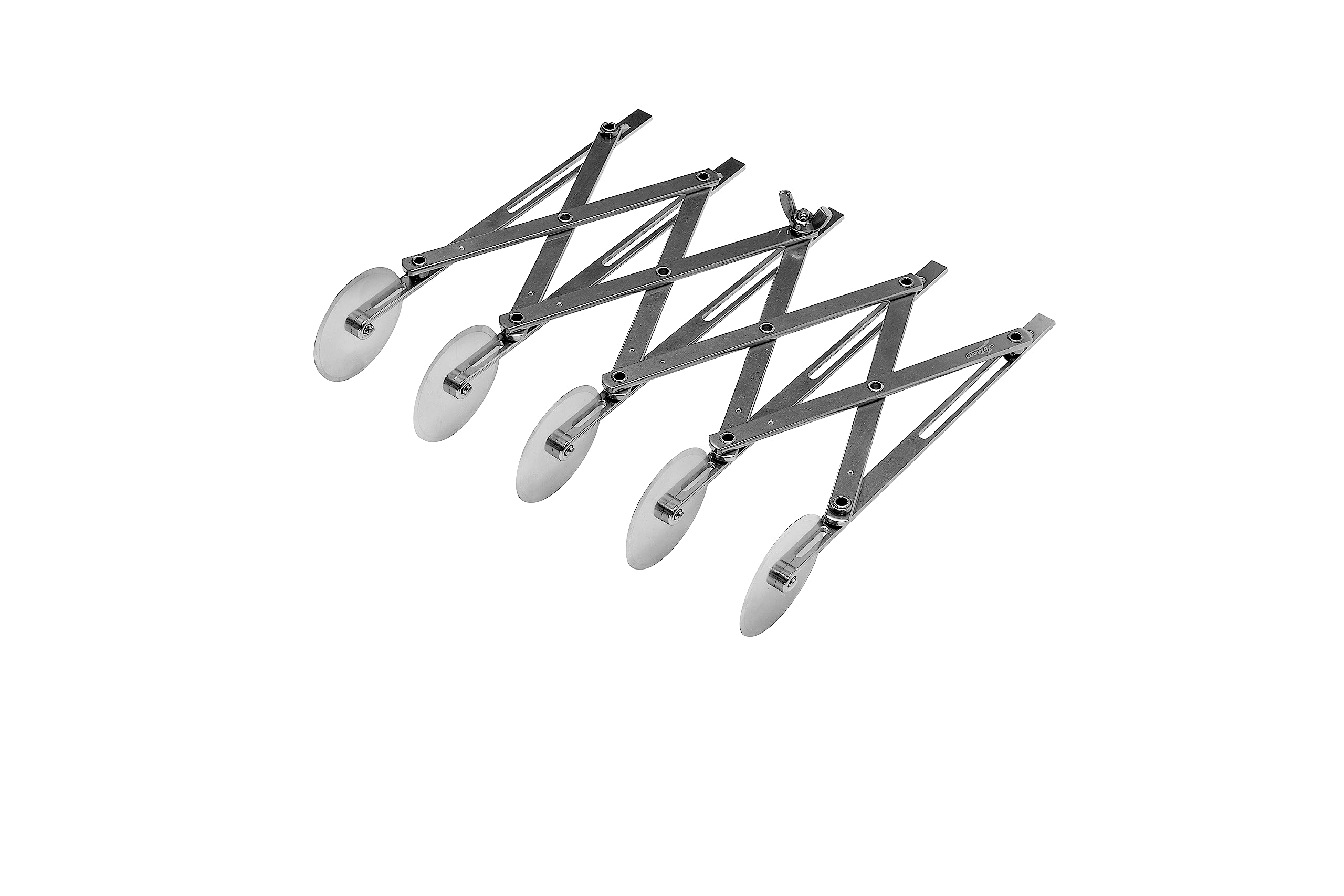 Cortador Ateco de 5 ruedas en acero inoxidable para cortes uniformes y rápidos.