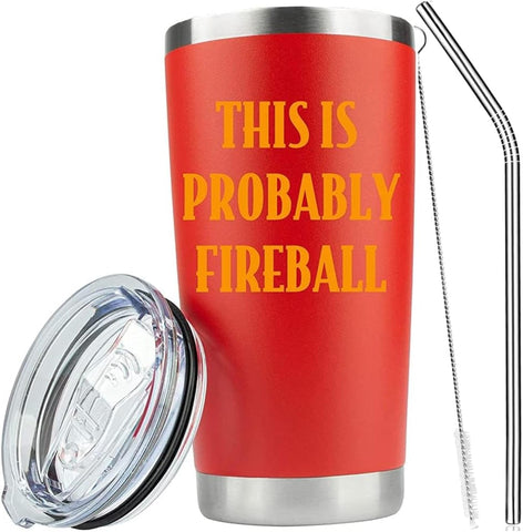 Vaso ATHAND Fireball 20oz con impresión duradera para bebidas frías o calientes.