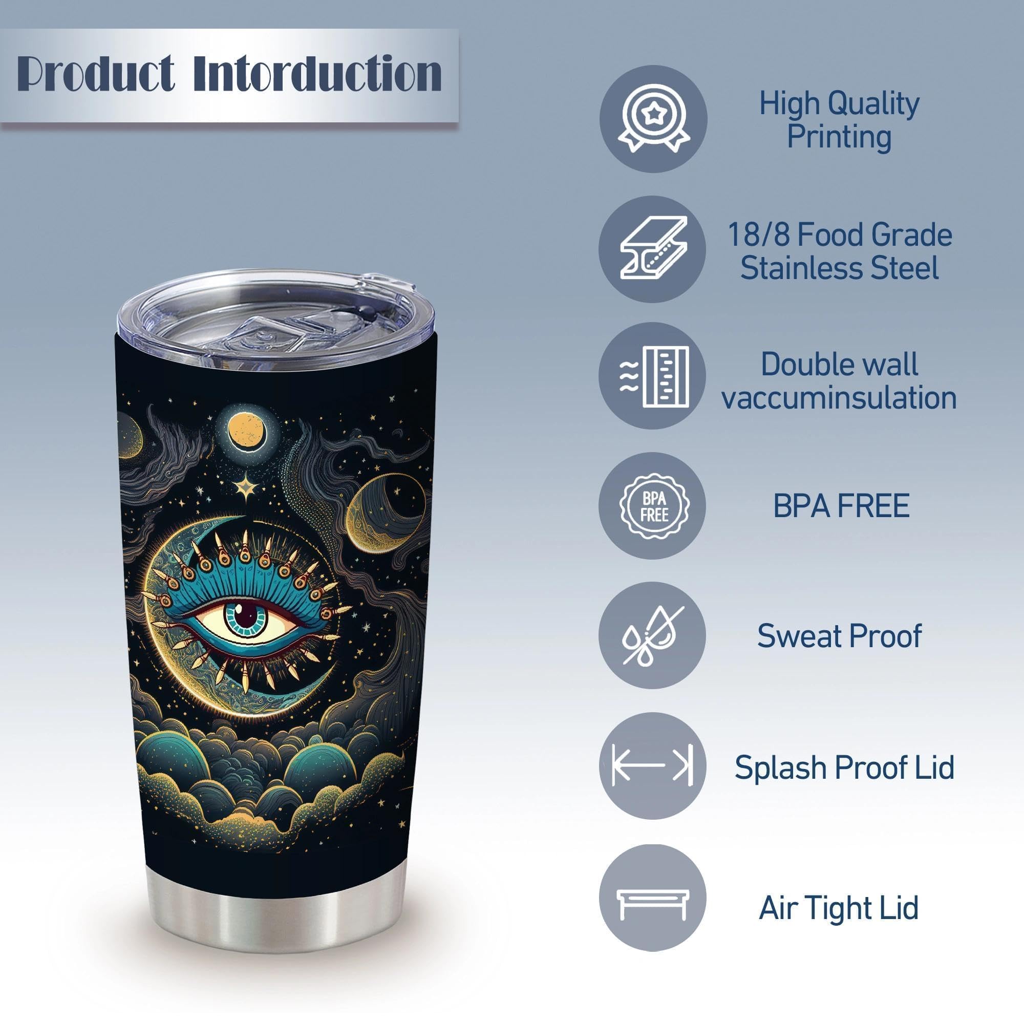 ATHAND tapa sin BPA para vaso termico con mal de ojo.