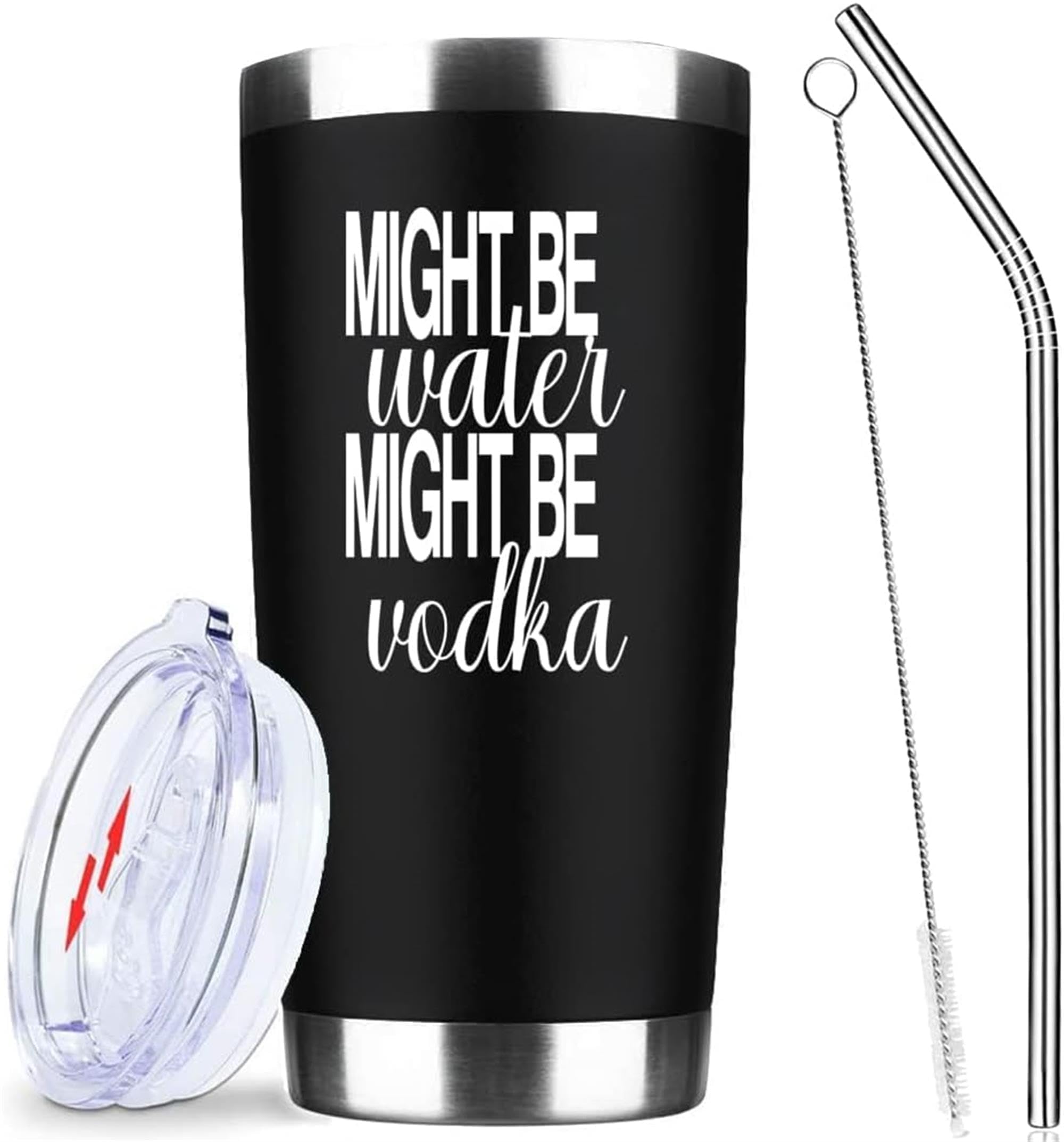 ATHAND taza aislada de doble pared con tapa y pajilla, para bebidas.