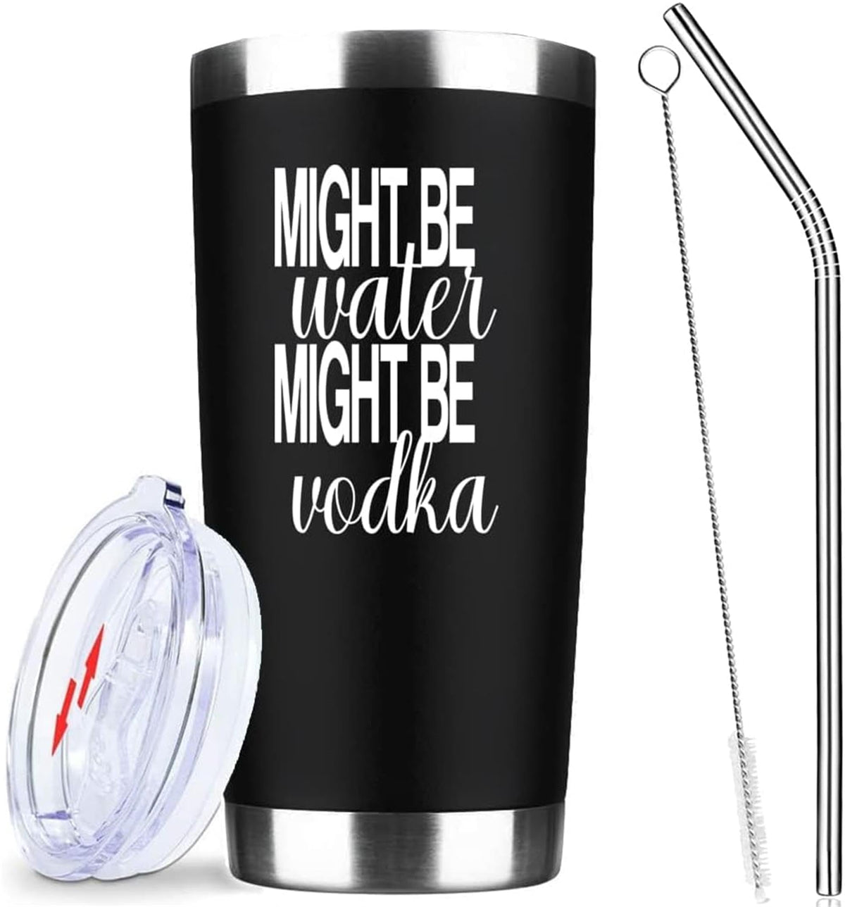 ATHAND taza aislada de doble pared con tapa y pajilla, para bebidas.