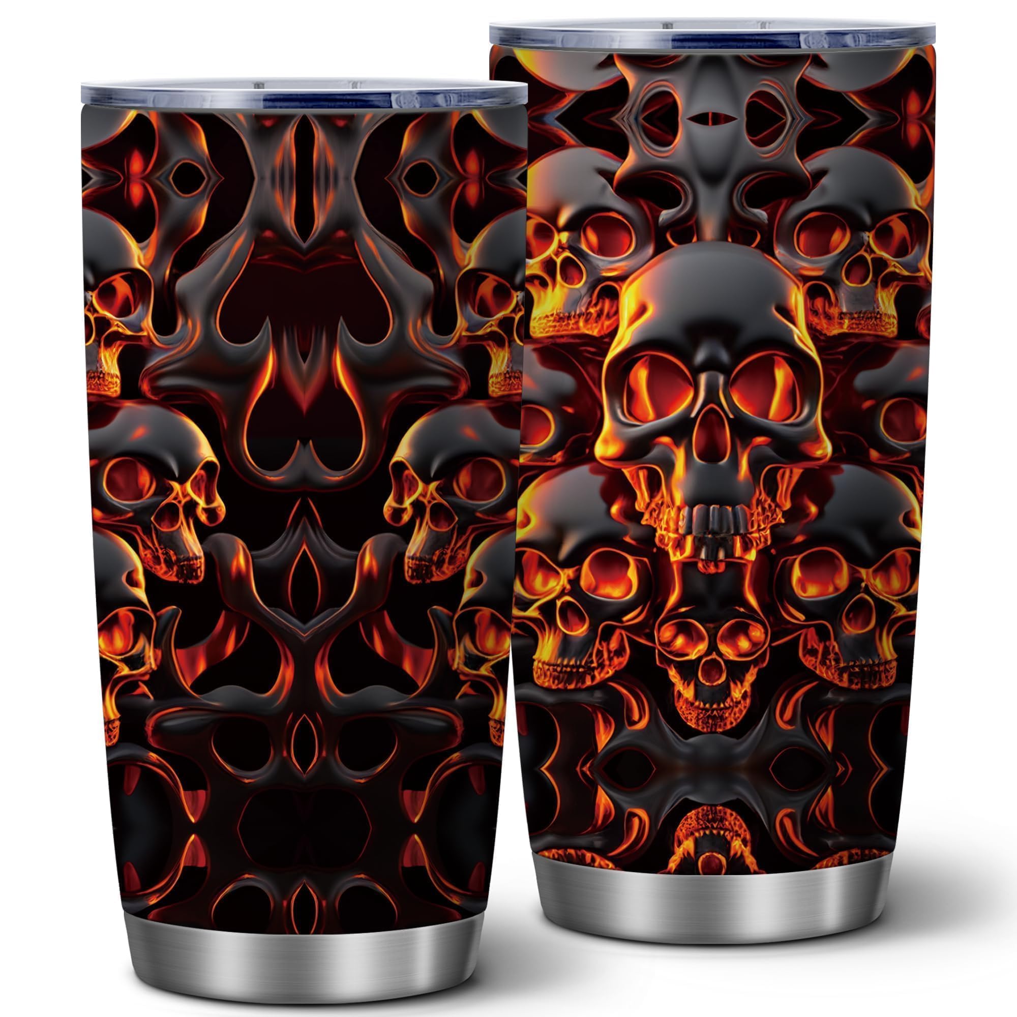 ATHAND tumbler cráneo derretido 20 onzas visto de frente, diseño único para Halloween