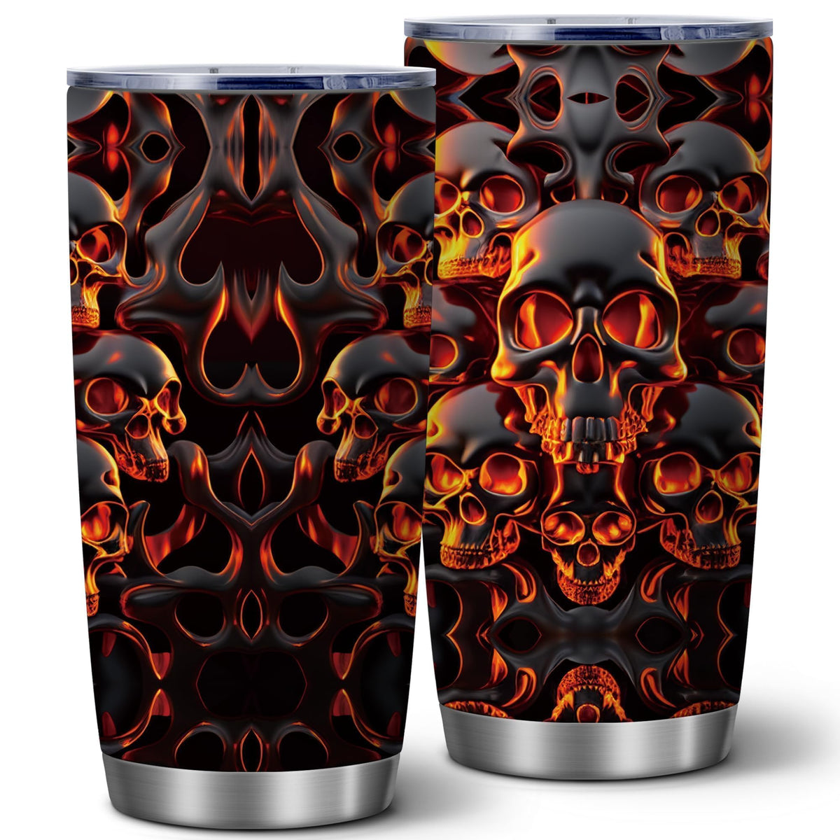 ATHAND tumbler cráneo derretido 20 onzas visto de frente, diseño único para Halloween