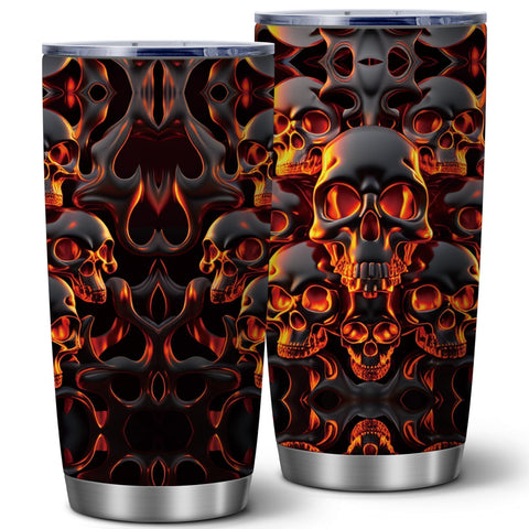 ATHAND tumbler cráneo derretido 20 onzas visto de frente, diseño único para Halloween