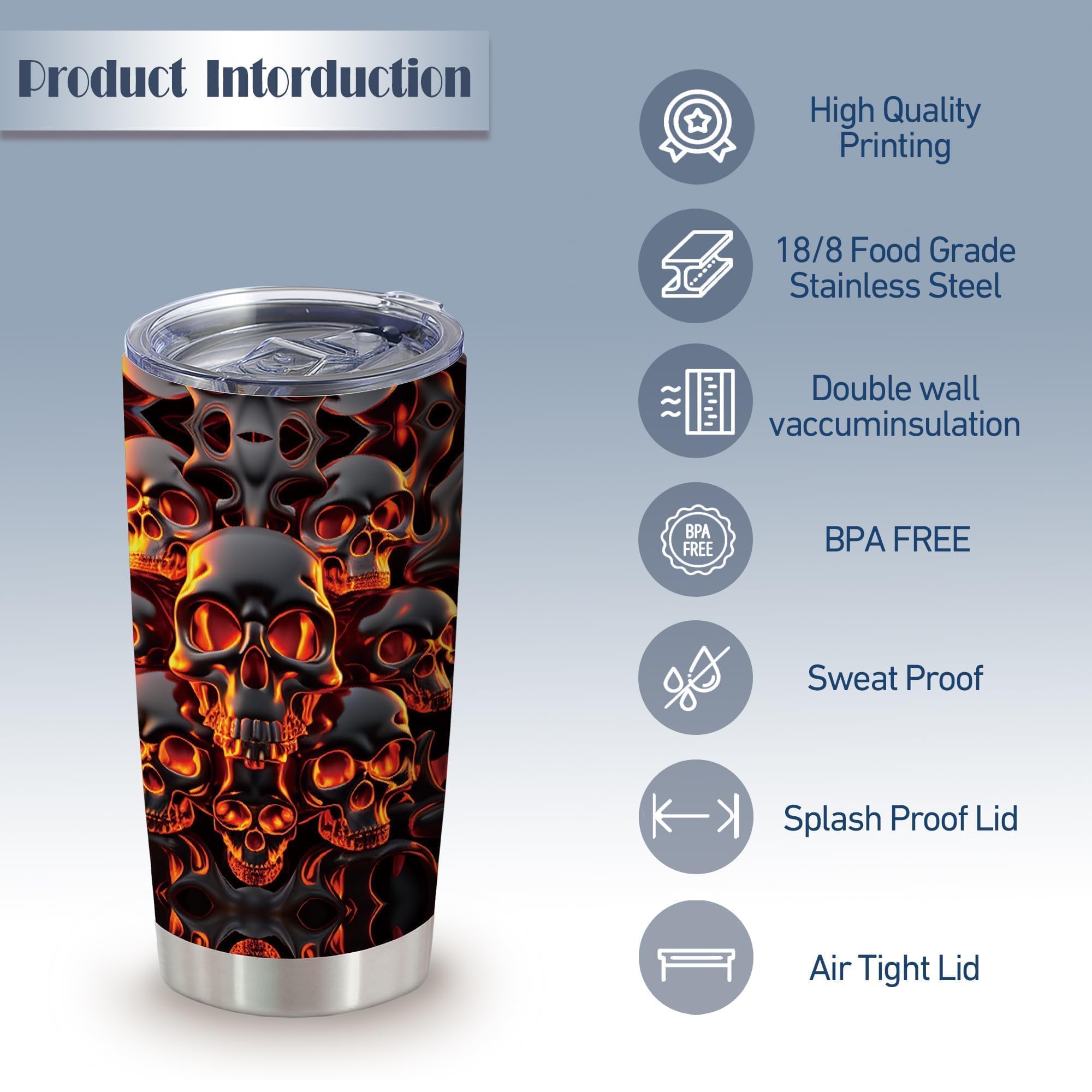 ATHAND tumbler cráneo derretido, detalle de tapa deslizante para evitar derrames