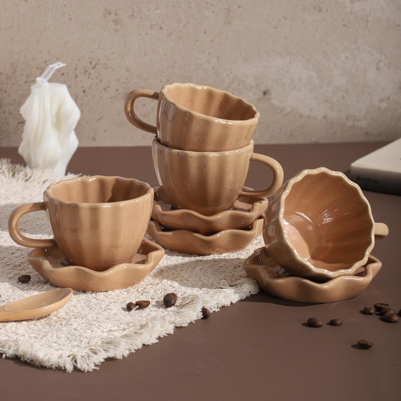 ATLZBLTCI tazas espresso cerámicas 3 oz, juego de 4 para espresso tradicional.