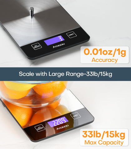 Atogou Food Scale carga por USB-C para mayor comodidad en la cocina moderna.