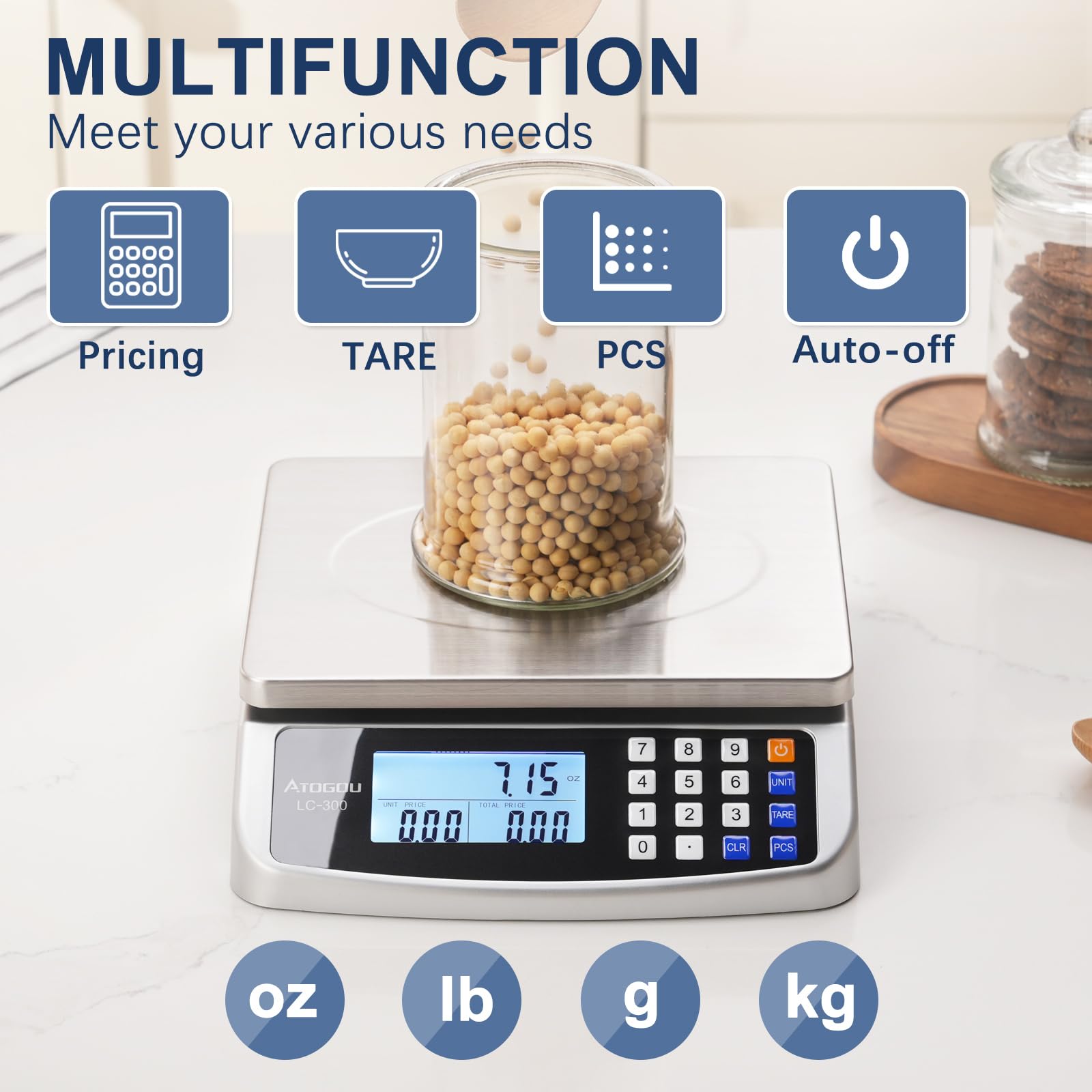Versatilidad de Atogou LC300 para cocina, pesaje de alimentos y proyectos.