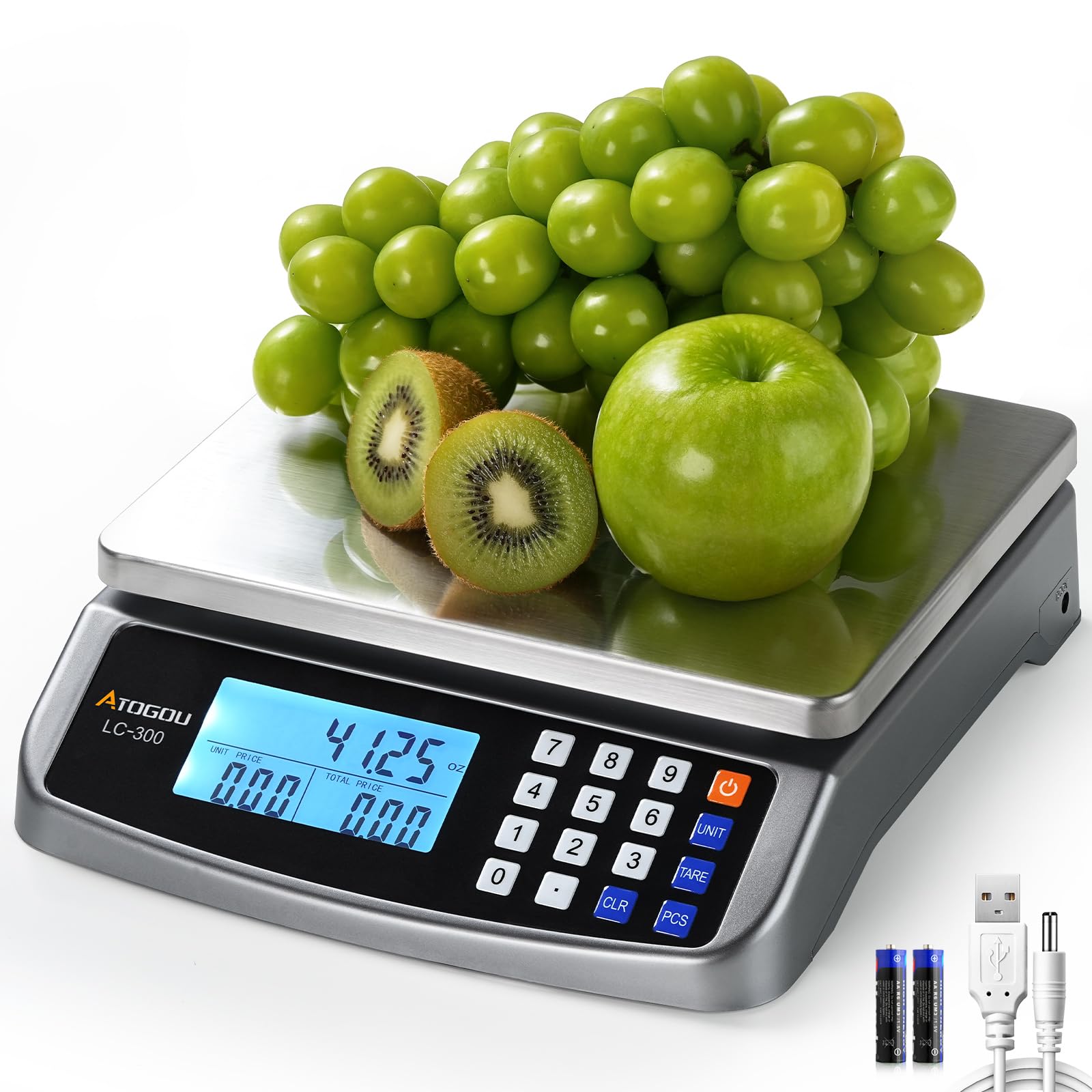Atogou LC300 con capacidad de 50 kg para pesaje de alimentos.